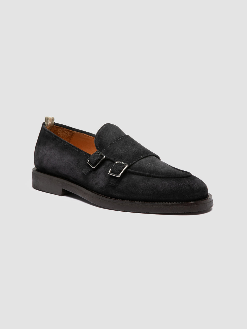 OPERA FLEXI 105 - Scarpe Monk in Pelle Scamosciata Blu - image 3,side view