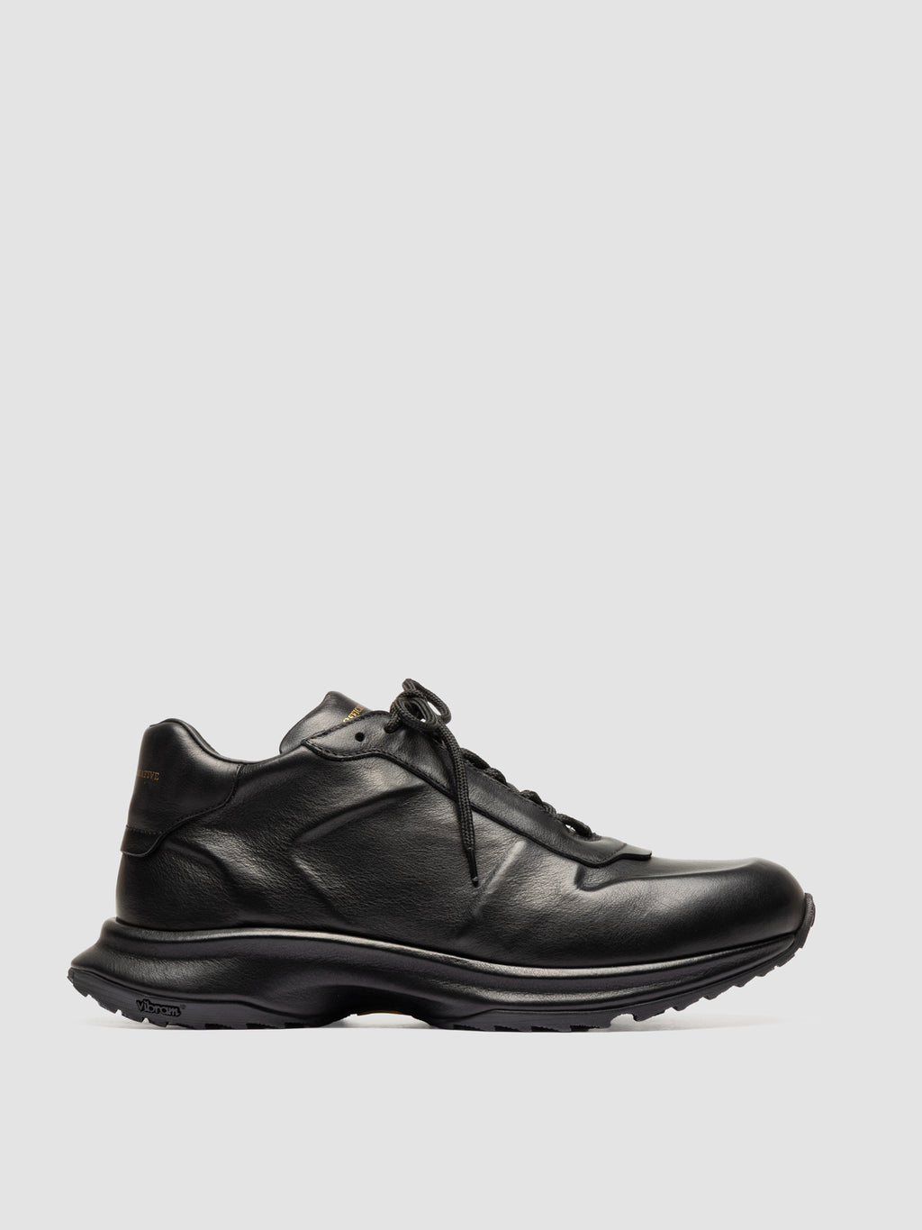PHASE 001 - Black Leather Low Top Sneakers - image 1,side view