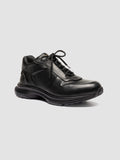 PHASE 001 - Black Leather Low Top Sneakers - thumb image 3,side view