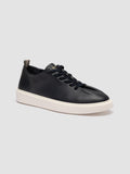 PLUMA 001 - Blue Leather Low Top Sneakers - thumb image 3,side view