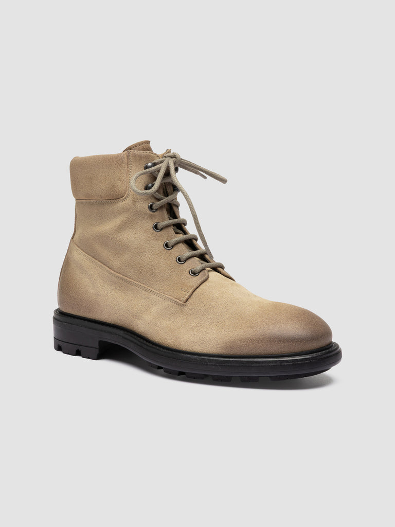 REMOTE 001 - Beige Suede Lace Up Boots