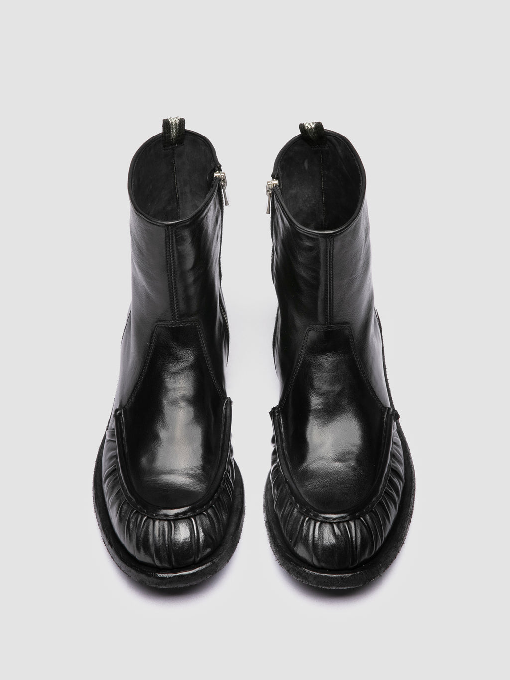 RUGGED 020_W - Black Leather Zipped Boots - image 2,side view