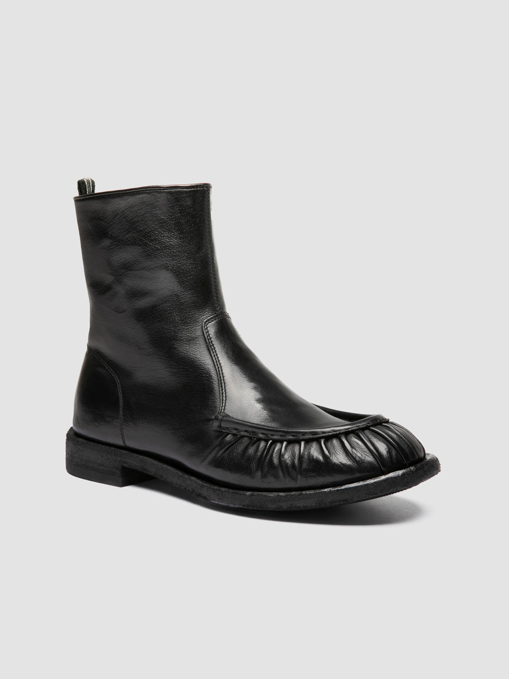 RUGGED 020_W - Black Leather Zipped Boots - image 3,side view