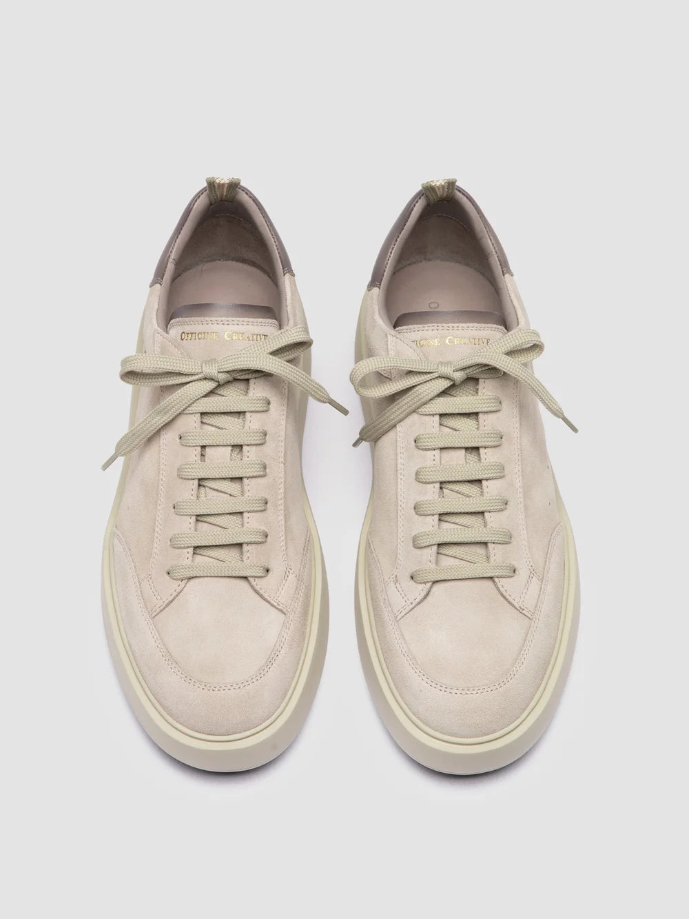 SEQUEL 001 - Sneaker in Pelle e Pelle Scamosciata Avorio - image 2,side view