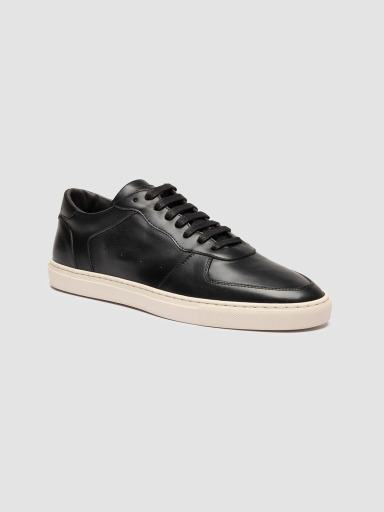 SISSO 001 - Black Leather Low Top Sneakers
