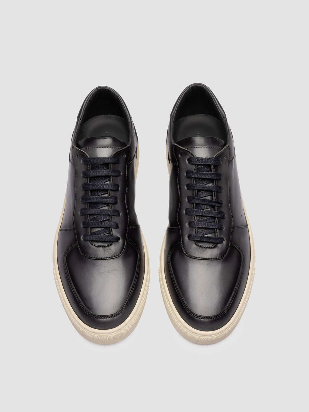 SISSO 001 - Blue Leather Low-Top Sneakers - image 2,side view