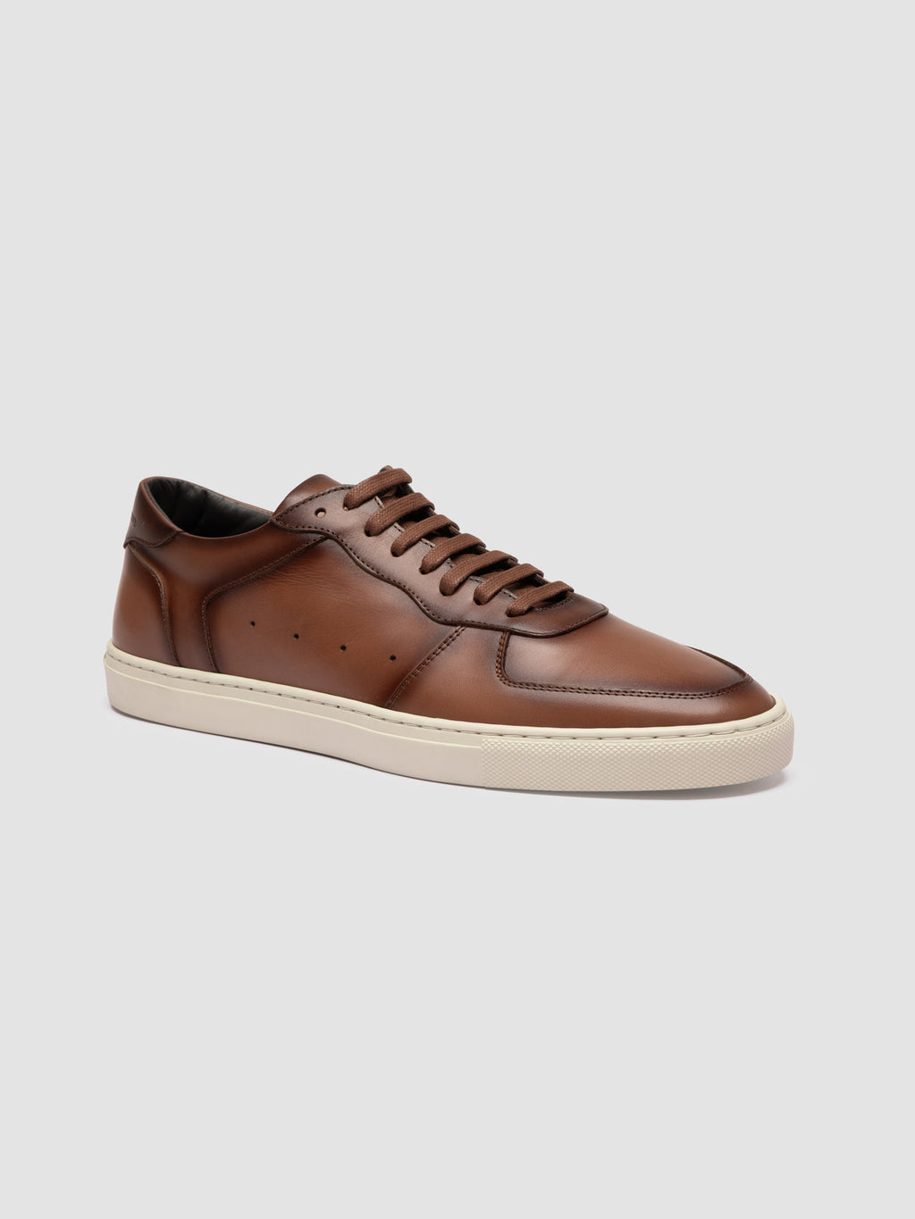 SISSO 001 - Brown Leather Low Top Sneakers - image 3,side view