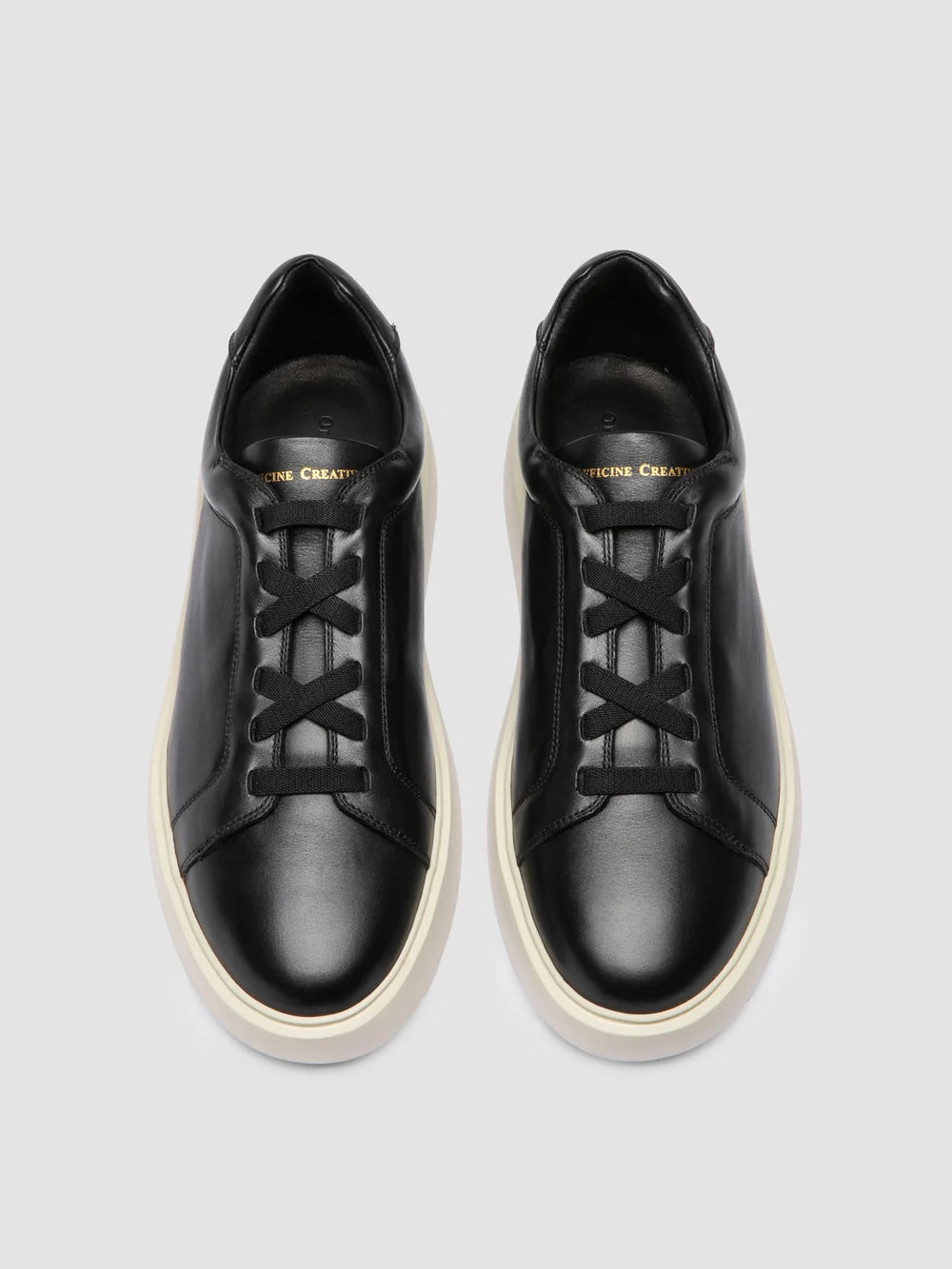 SLOUCH 001 - Sneaker Basse in Pelle Nera - image 2,side view