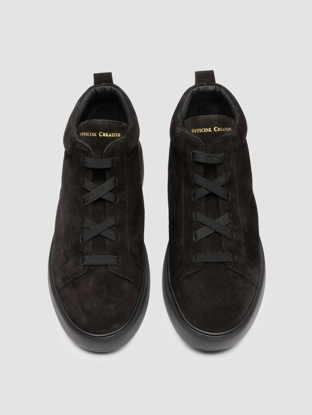 SLOUCH 005 - Sneakers Alte in Pelle Scamosciata Nera - image 2,side view
