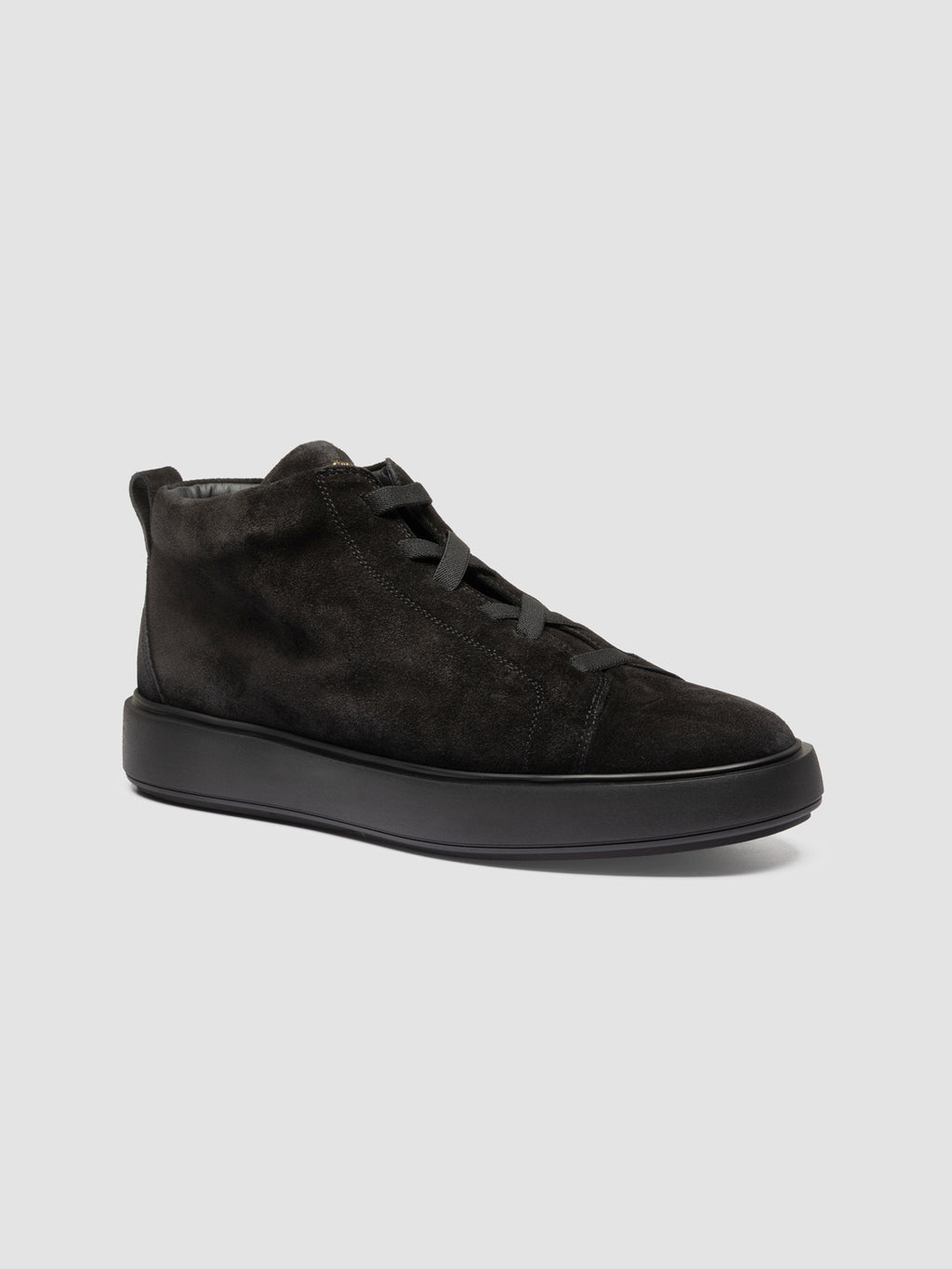 SLOUCH 005 - Sneakers Alte in Pelle Scamosciata Nera - image 3,side view
