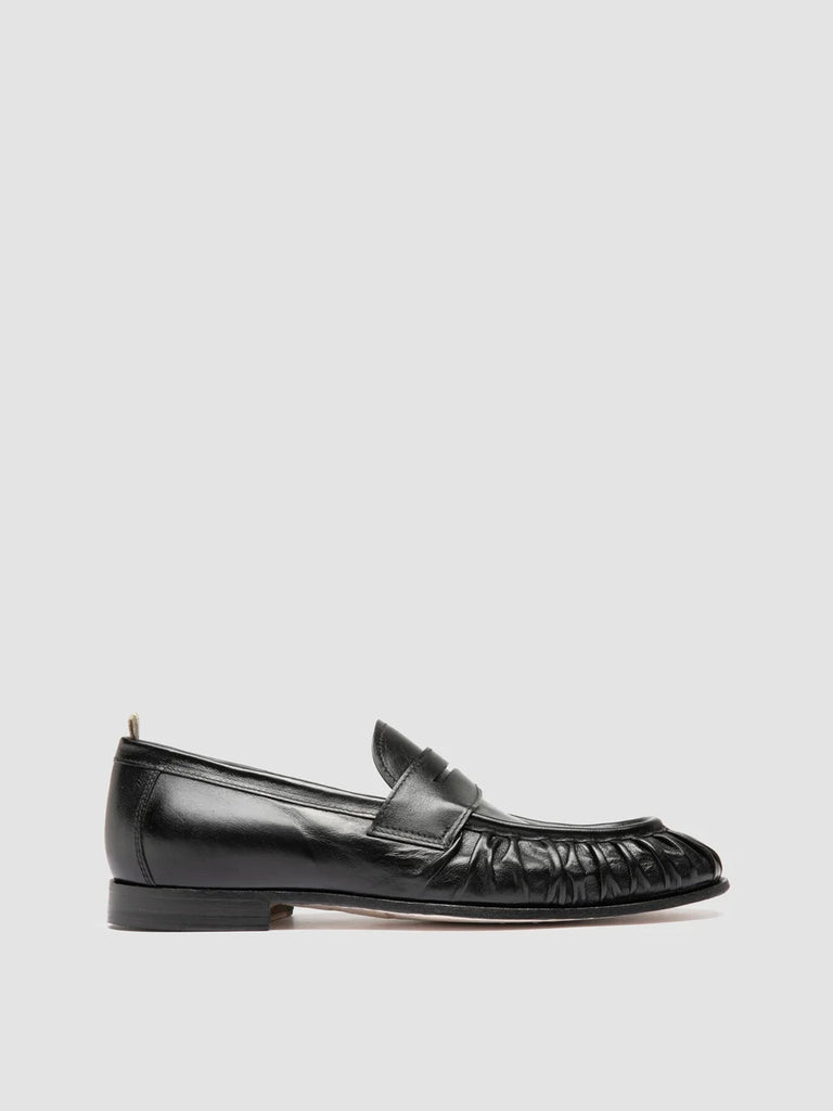 SOLITUDE 015 - Black Leather Penny Loafers