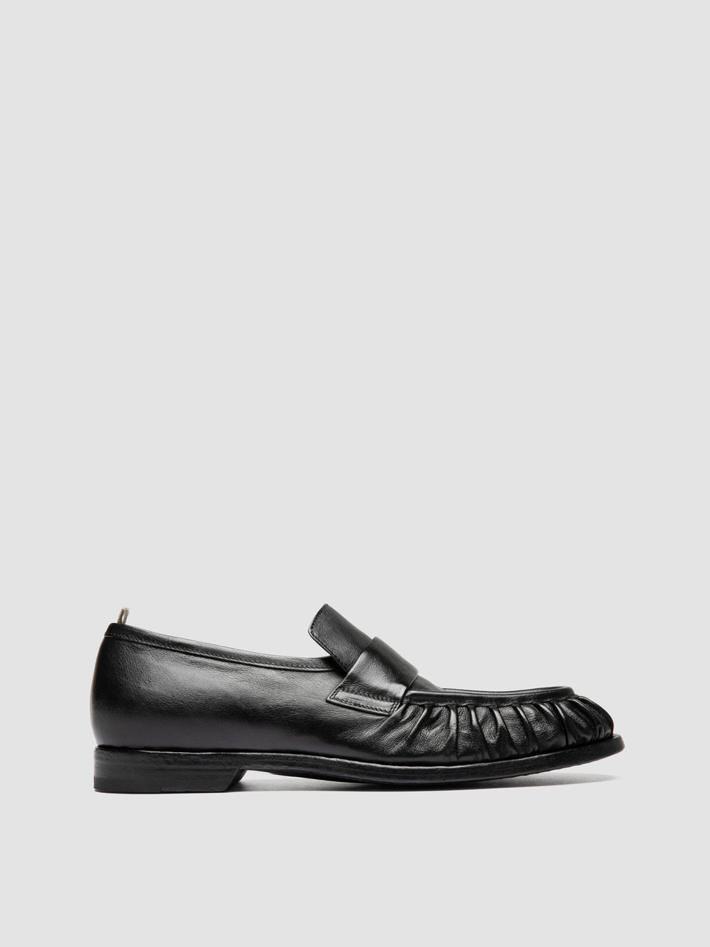 SOUND 008_W - Black Leather Penny Loafers - image 1,side view