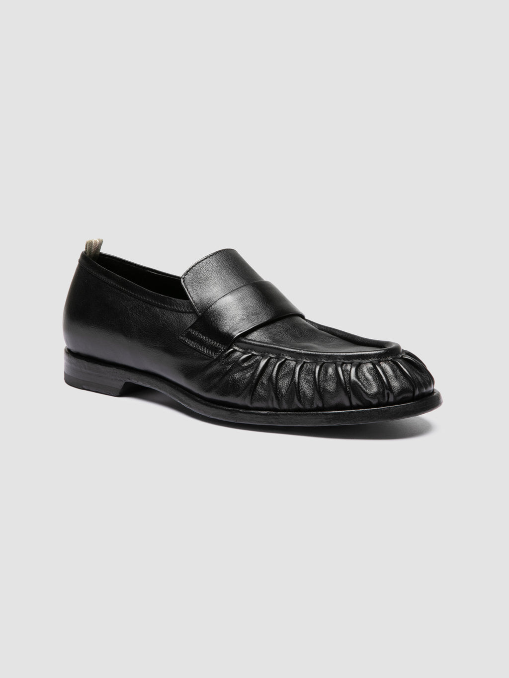 SOUND 008_W - Black Leather Penny Loafers - image 3,side view