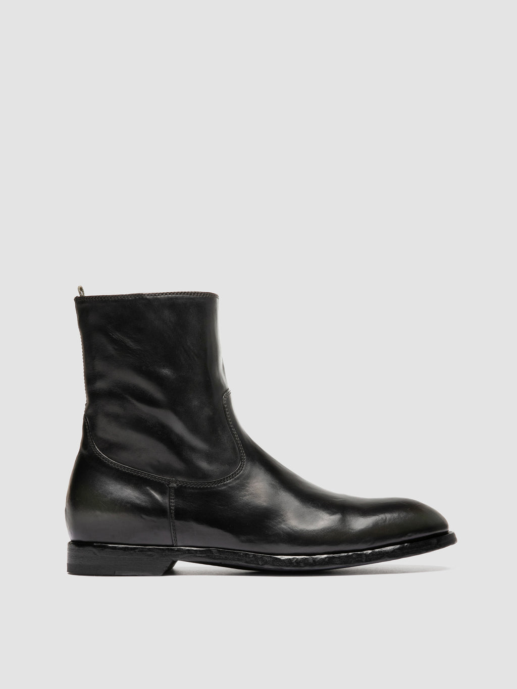 SOUND 015_W - Black Leather Zipped Boots - image 1,side view