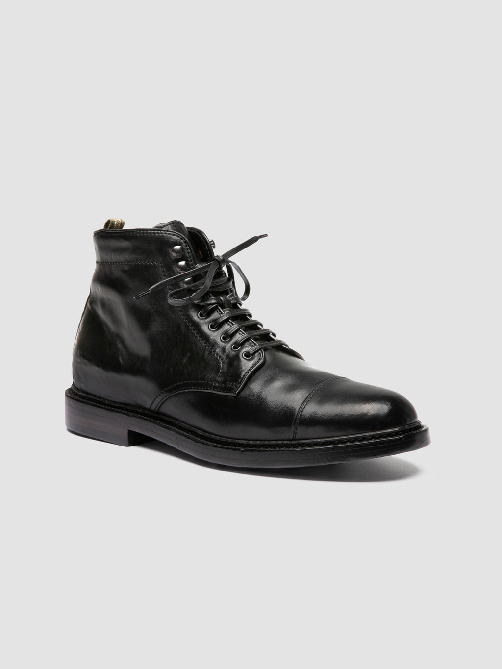 STANFORD 011 - Black Leather Lace Up Boots - image 3,side view