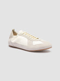 SUBSIDE 001 - Sneaker Basse in Pelle e Pelle Scamosciata Bianca - thumb image 3,side view