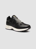 SUPURBIA 001 - Black Leather Low Top Sneakers - thumb image 3,side view