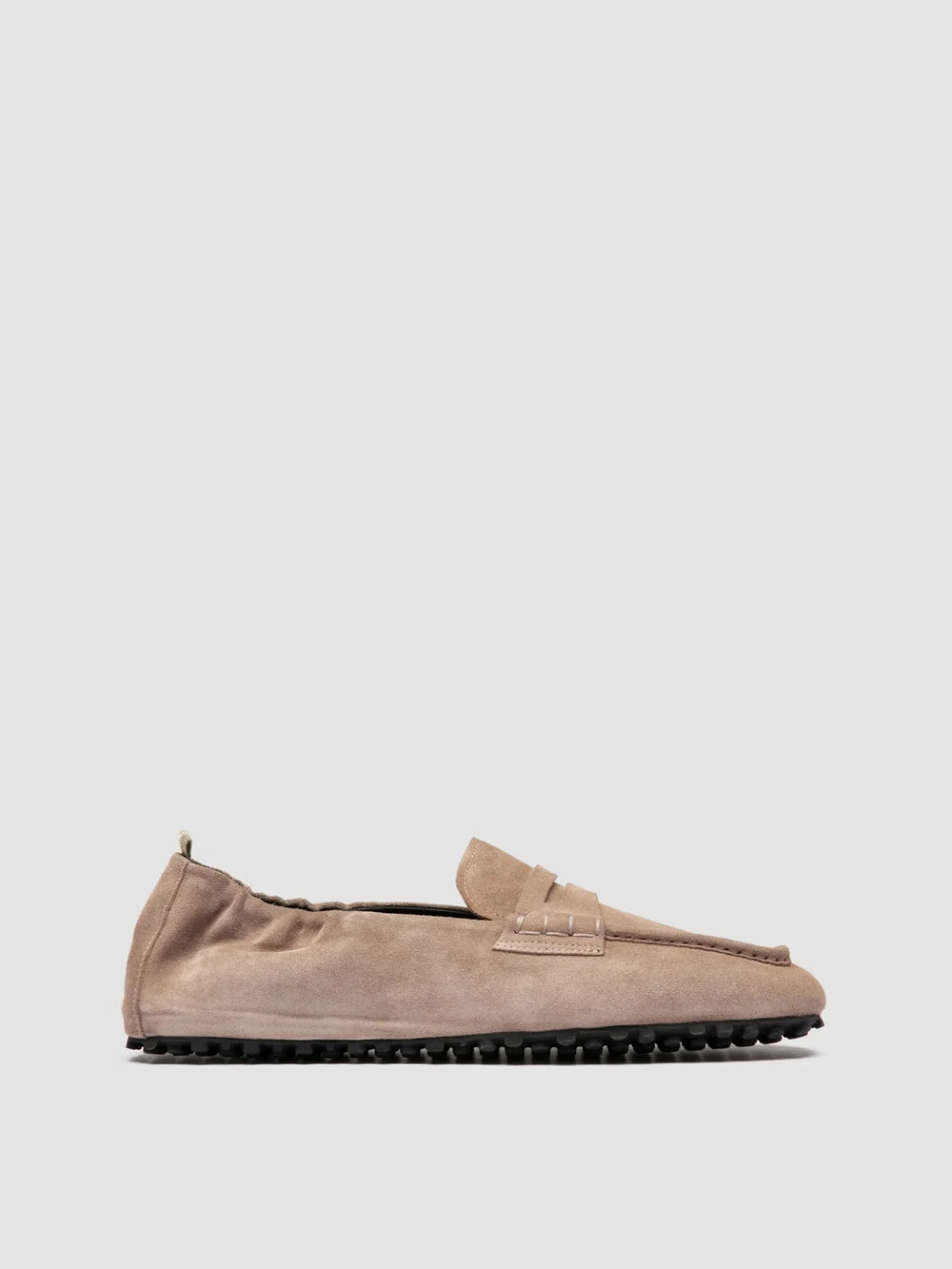 TRAVIS 001 - Taupe Suede Penny Loafers - image 1,side view