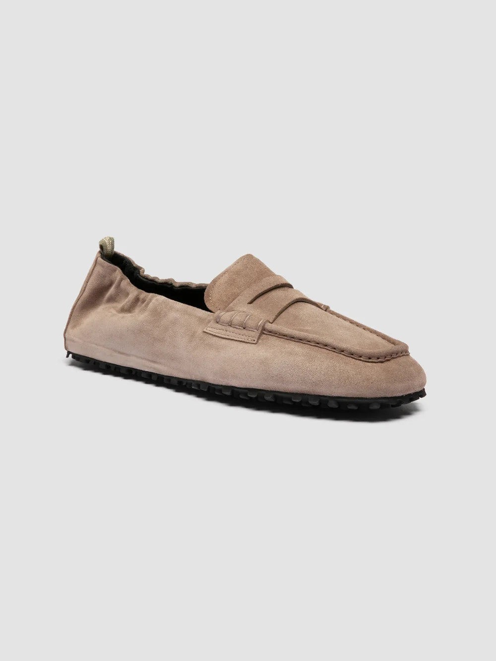 TRAVIS 001 - Taupe Suede Penny Loafers - image 3,side view