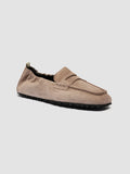 TRAVIS 001 - Taupe Suede Penny Loafers - thumb image 3,side view