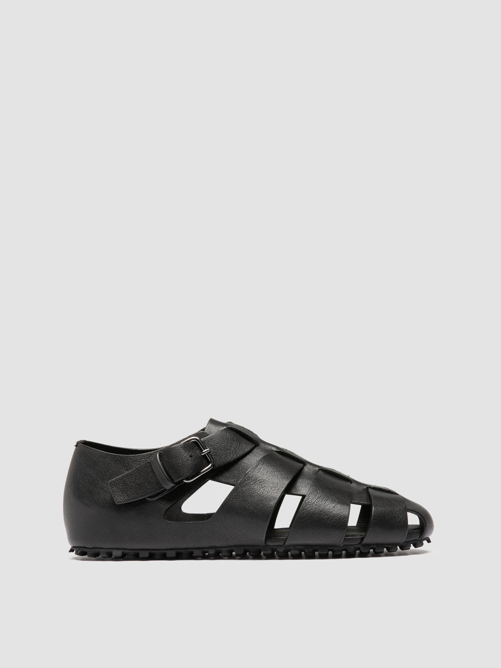YORGOS 001 - Black Leather Fisherman Sandals - image 1,side view