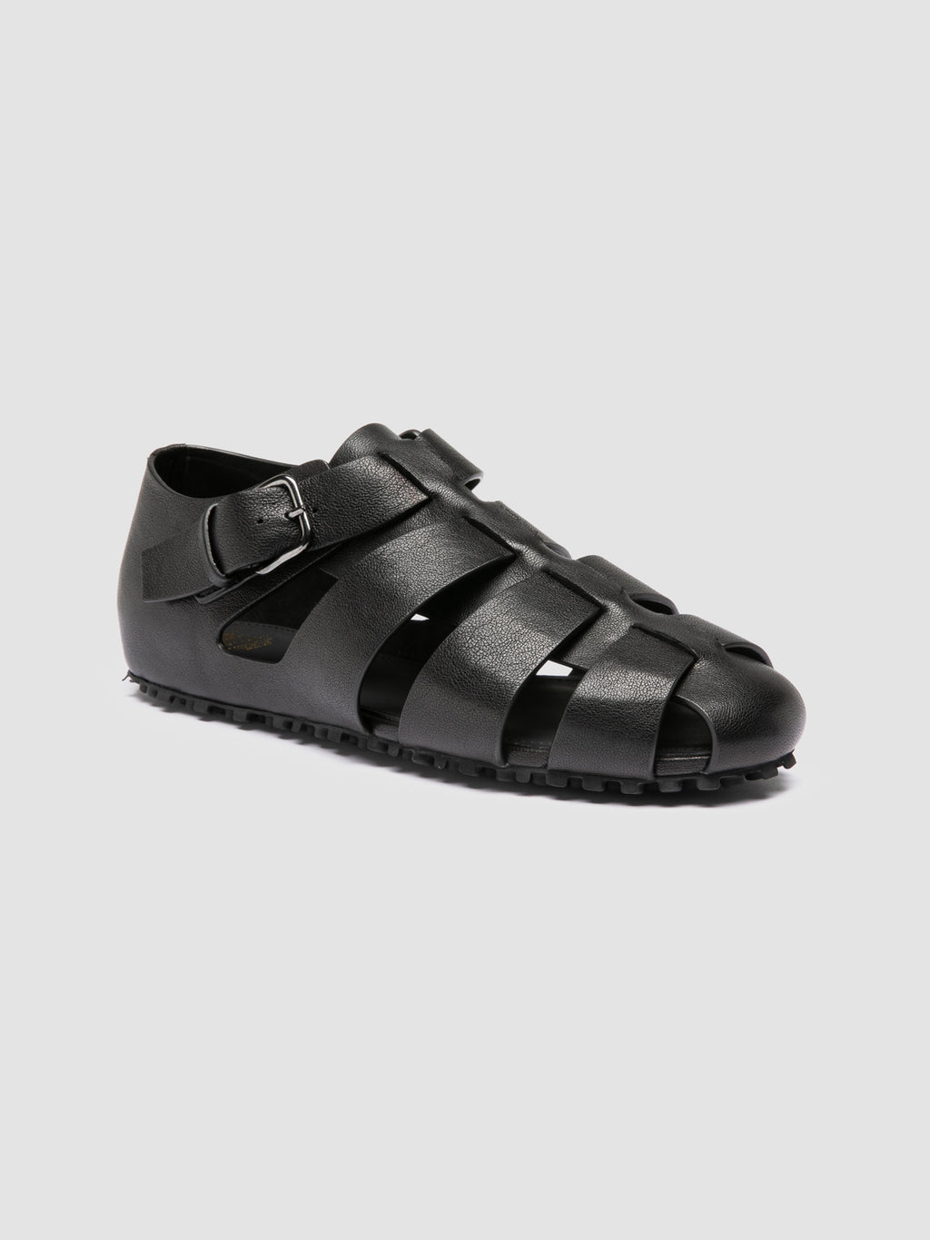 YORGOS 001 - Black Leather Fisherman Sandals - image 3,side view