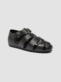 YORGOS 001 - Black Leather Fisherman Sandals - thumb image 3,side view