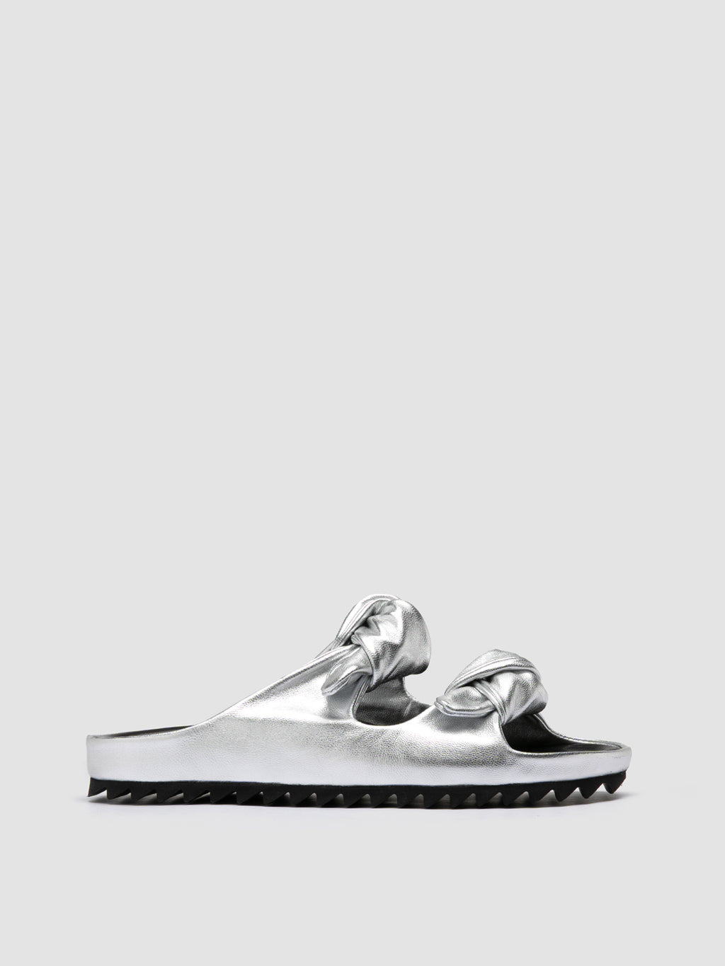PELAGIE 010 - Silver Leather Slide Sandals