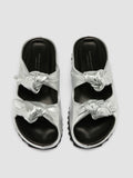 PELAGIE 010 - Silver Leather Slide Sandals