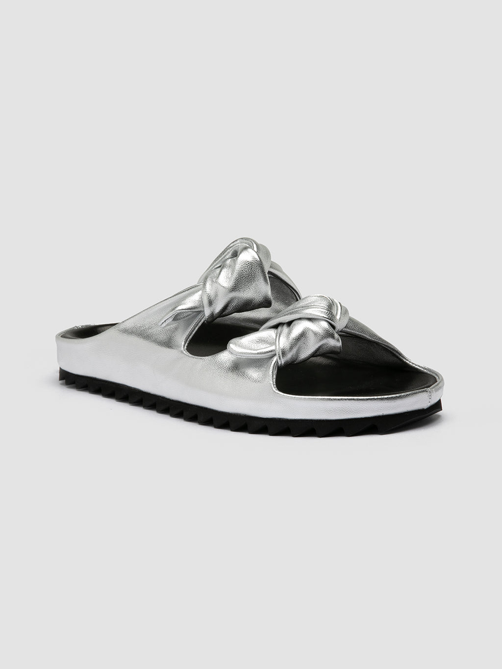 PELAGIE 010 - Silver Leather Slide Sandals