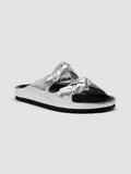 PELAGIE 010 - Silver Leather Slide Sandals