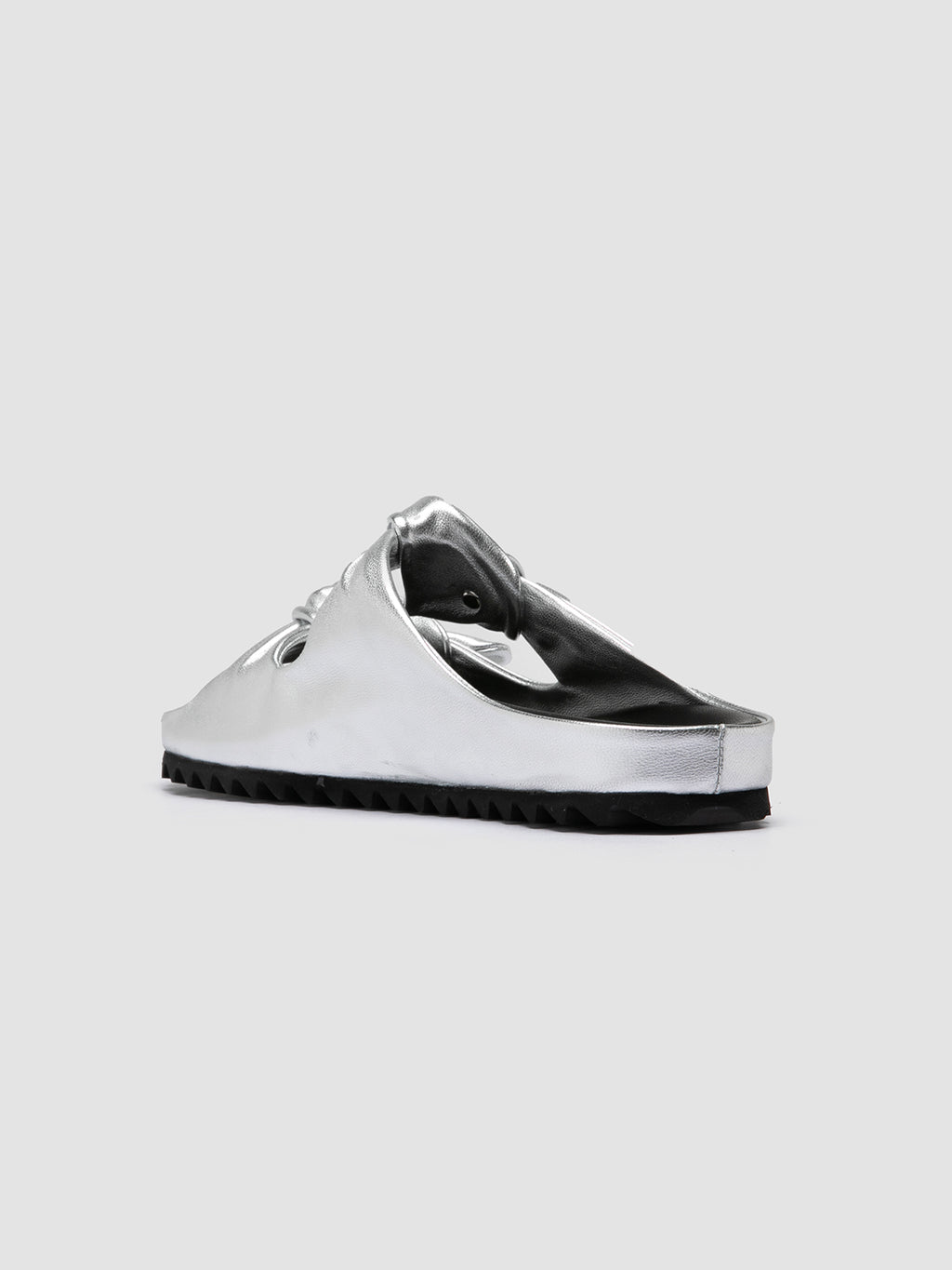 PELAGIE 010 - Silver Leather Slide Sandals
