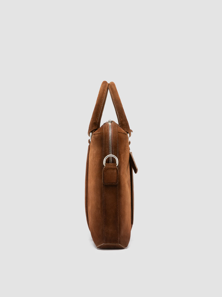 QUENTIN 019 - Borsa Portadocumenti in Pelle Scamosciata Marrone