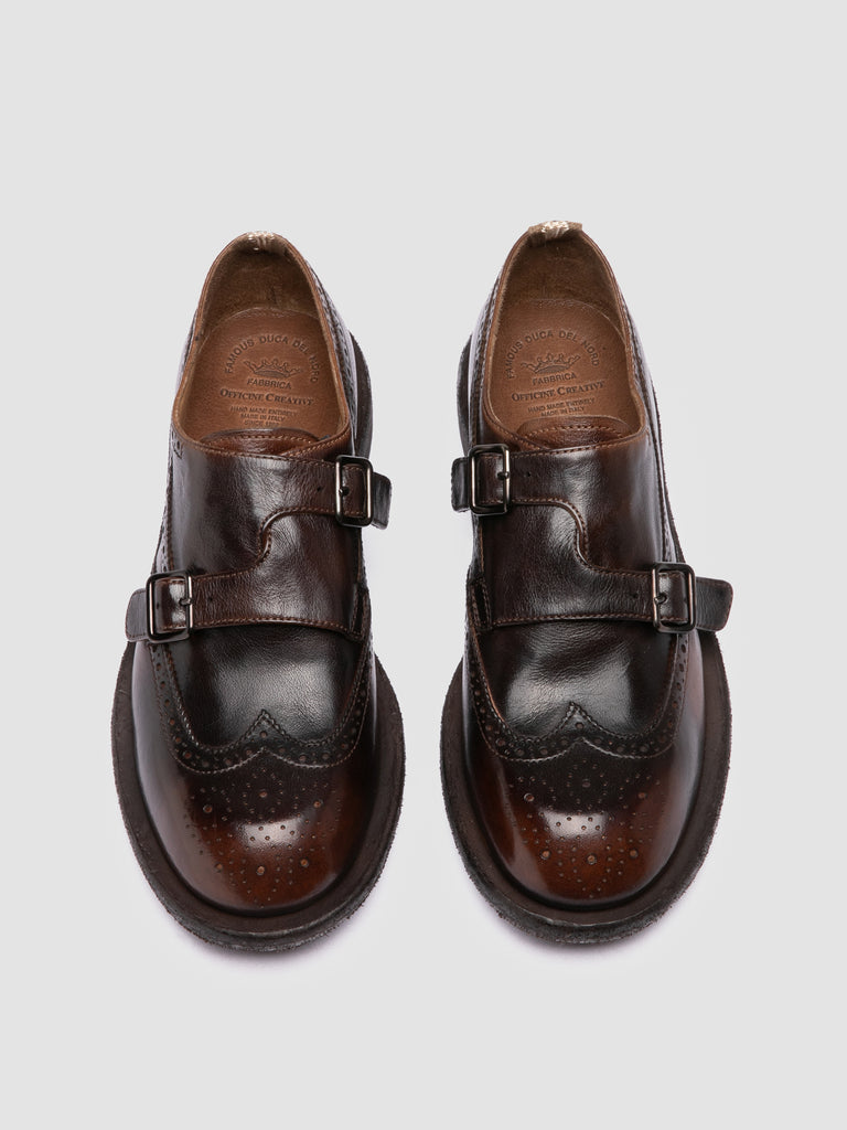 RUGGED 112 - Monk Strap in Pelle Marrone