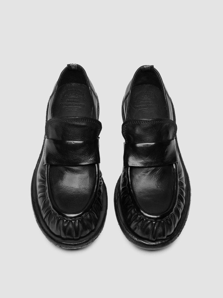 RUGGED 123_W - Black Leather Penny Loafers