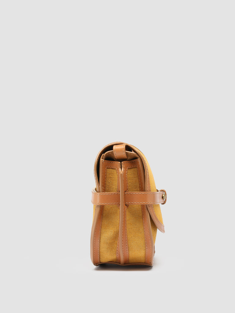SADDLE 011 - Borsa Crossbody in Pelle e Lino Marrone