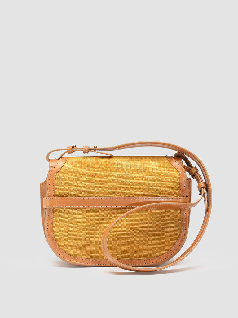 SADDLE 011 - Borsa Crossbody in Pelle e Lino Marrone