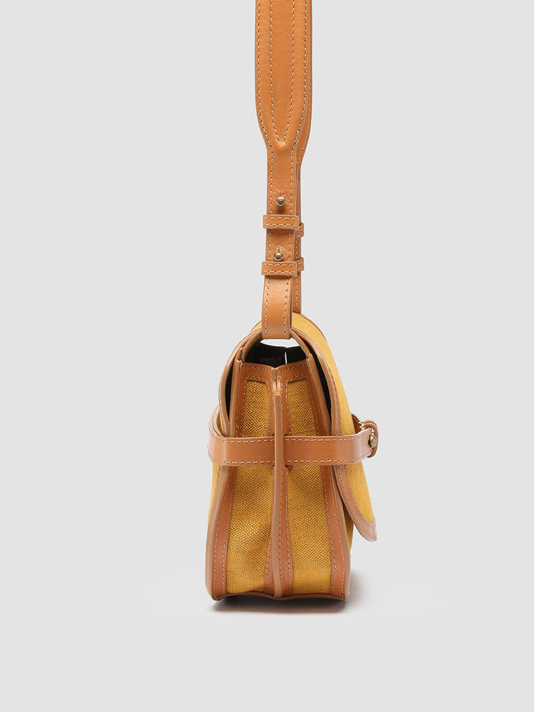 SADDLE 011 - Borsa Crossbody in Pelle e Lino Marrone