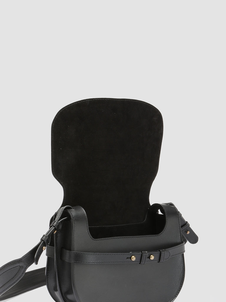 SADDLE 011 - Black Leather Crossbody Bag