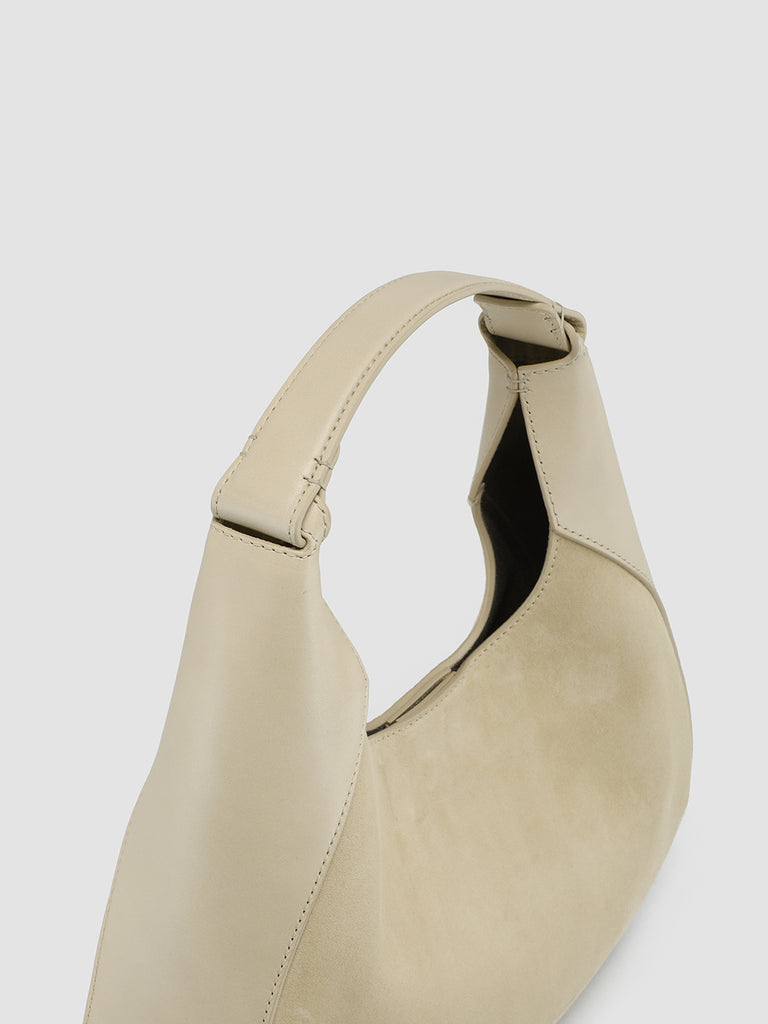 SADDLE 014 - Ivory Leather and Suede Handle Bag