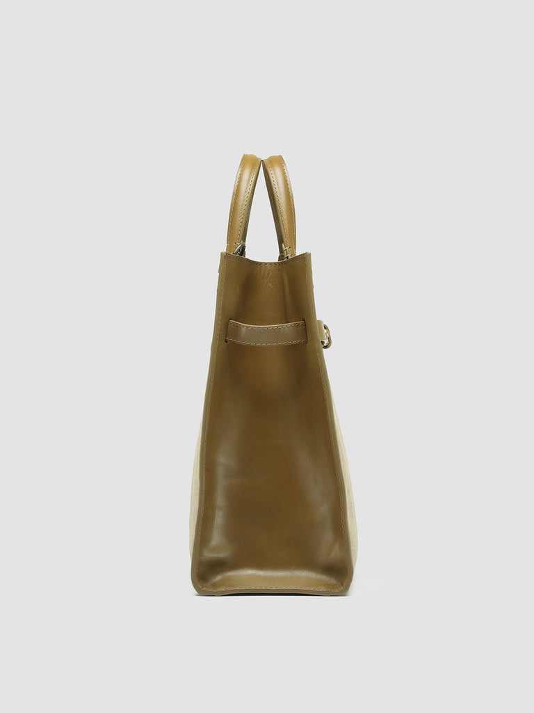 SADDLE 015 - Borsa con Manico in Lino e Pelle Beige