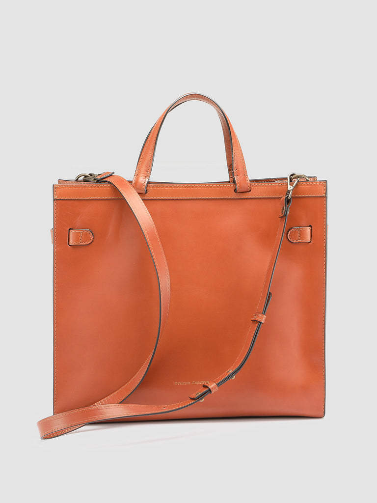 SADDLE 015 - Borsa con Manico in Pelle Arancione