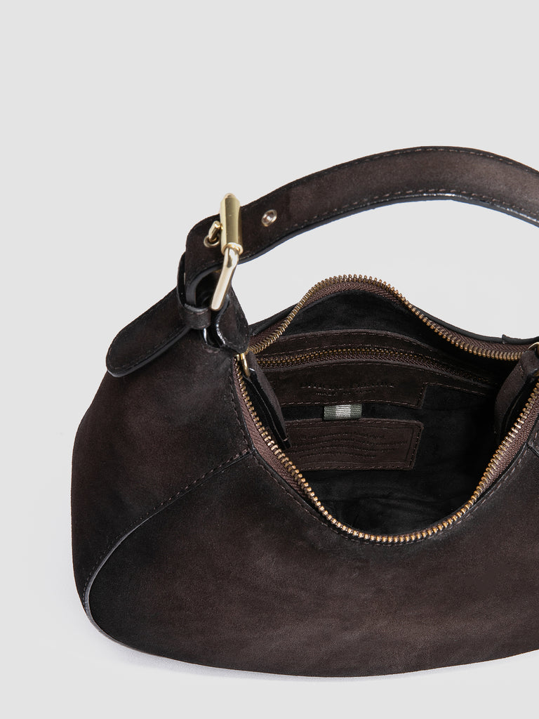 SADDLE 022 - Borsa con Manico in Pelle Scamosciata Marrone