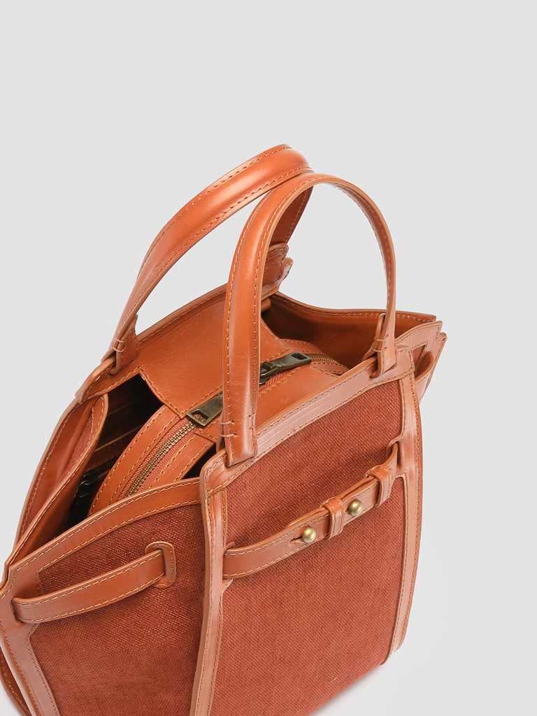 SADDLE 07 - Brown Leather and Linen Handle Bag