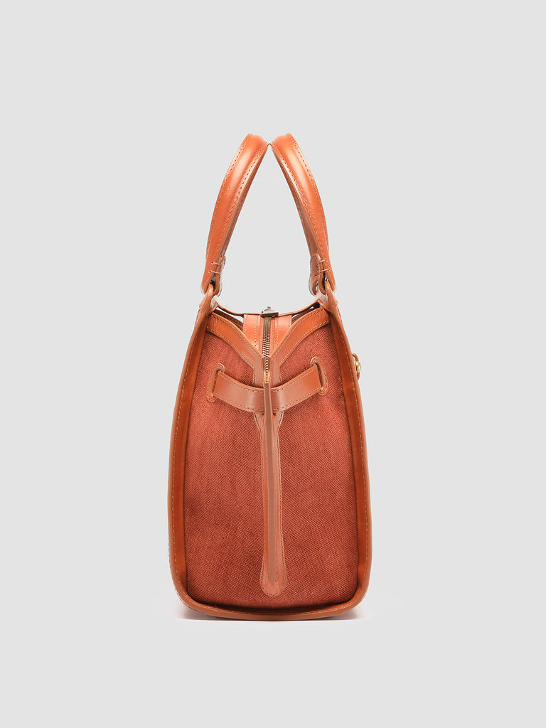 SADDLE 07 - Borsa con Manico in Lino e Pelle Marrone