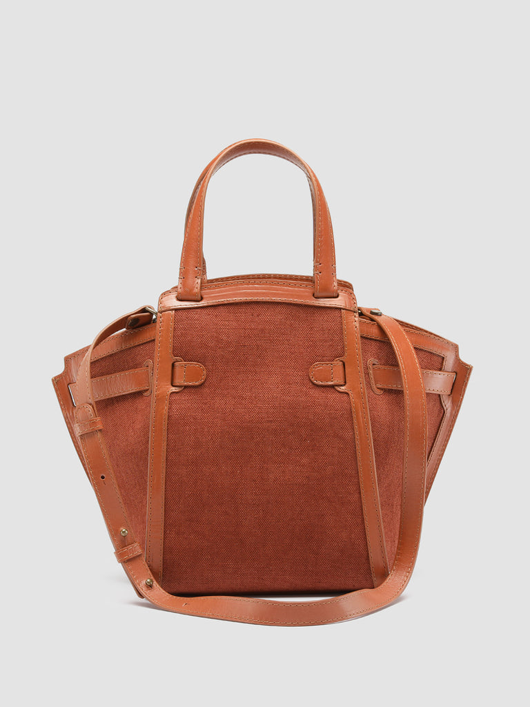 SADDLE 07 - Borsa con Manico in Lino e Pelle Marrone