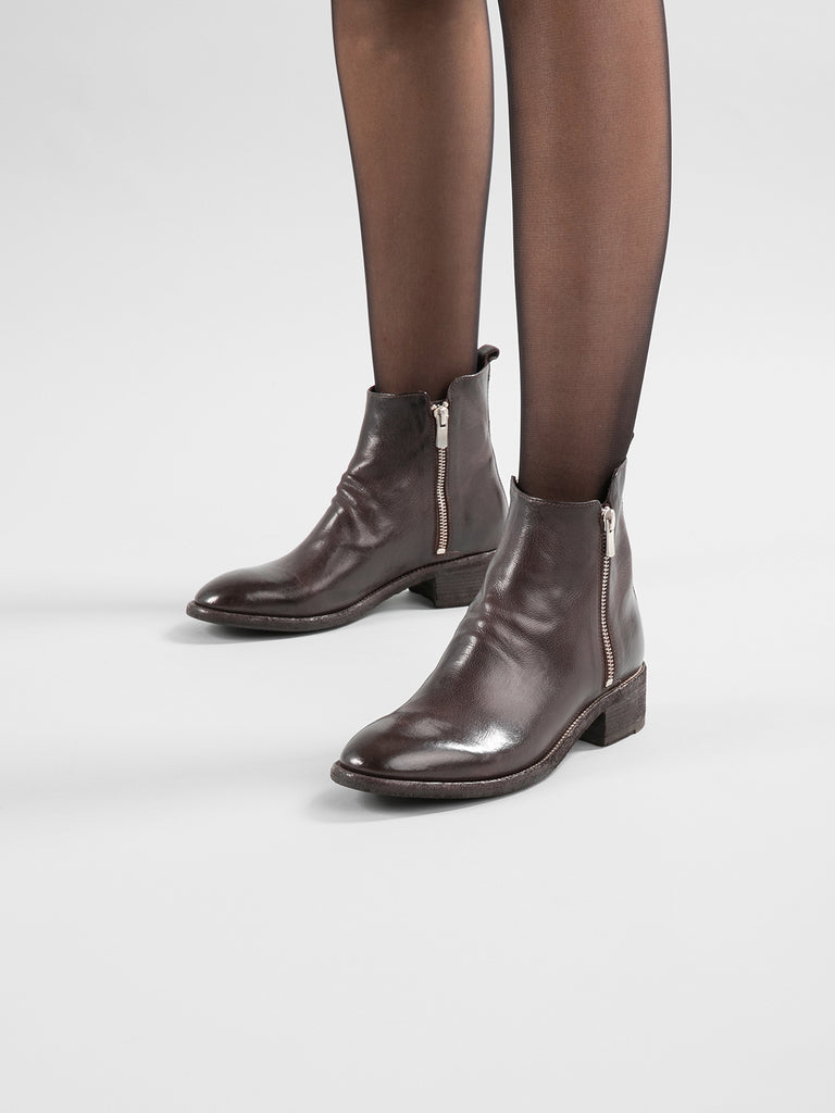 SELINE 031 - Burgundy Leather Zip Boots Women Officine Creative - 1