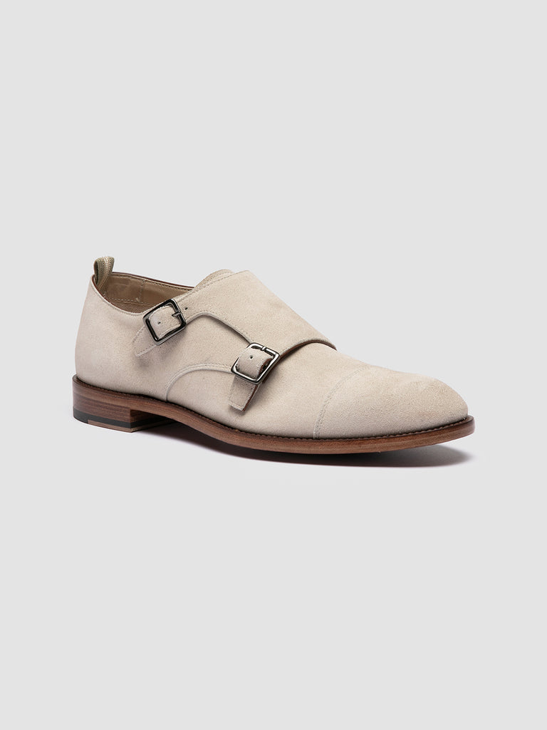 LEXIKON 004 - Monk Strap in Pelle Scamosciata Avorio