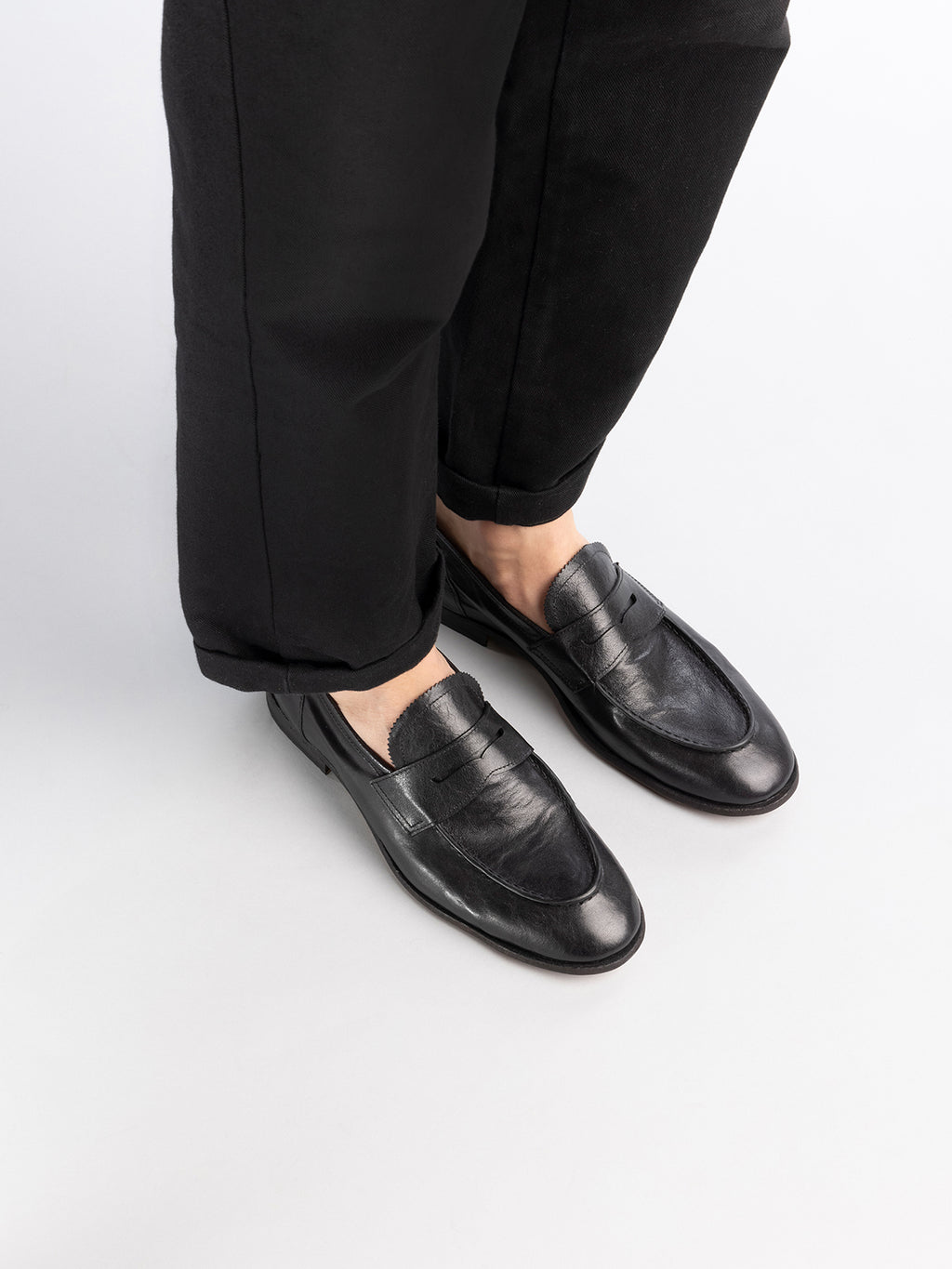 SOLITUDE 001 - Black Leather Penny Loafers Men Officine Creative - 6