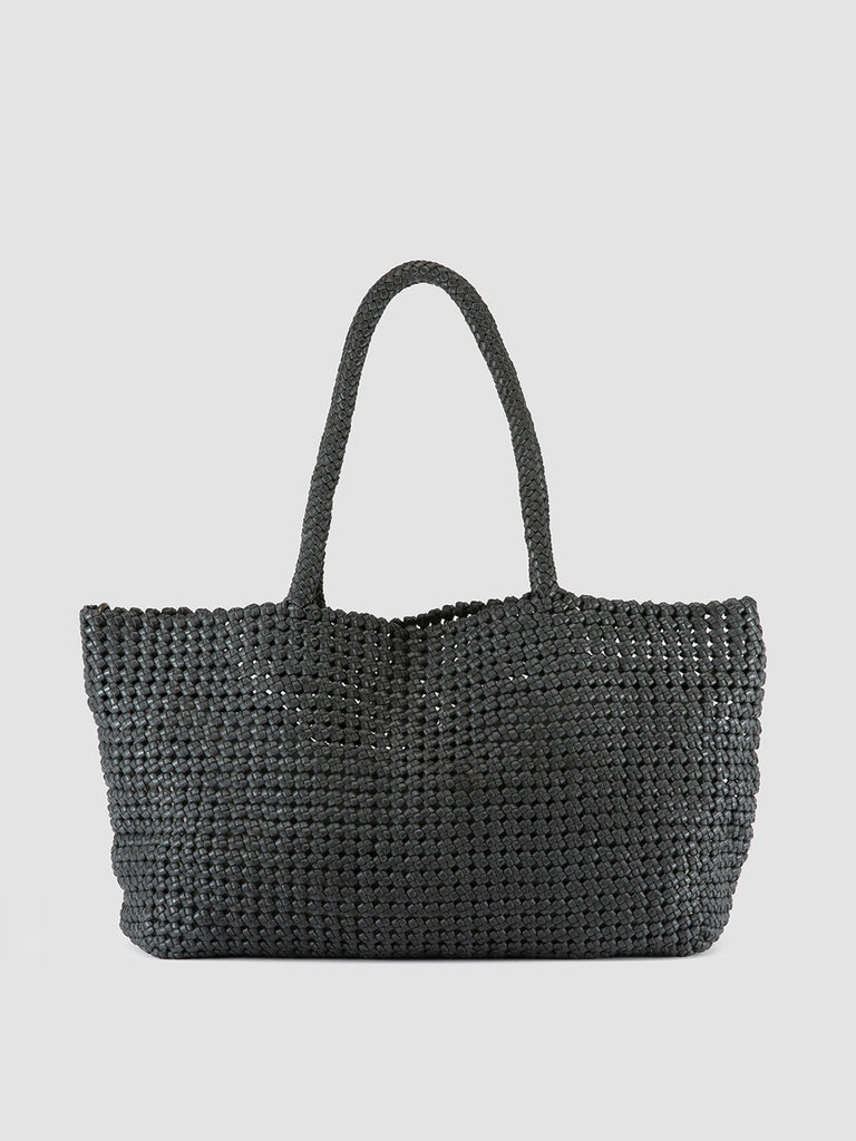 SUSAN 010 - Black Woven Leather Shoulder Bag